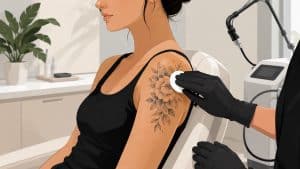 An illustration of a person with a clean, shoulder tattoo, ready for a first laser removal session.